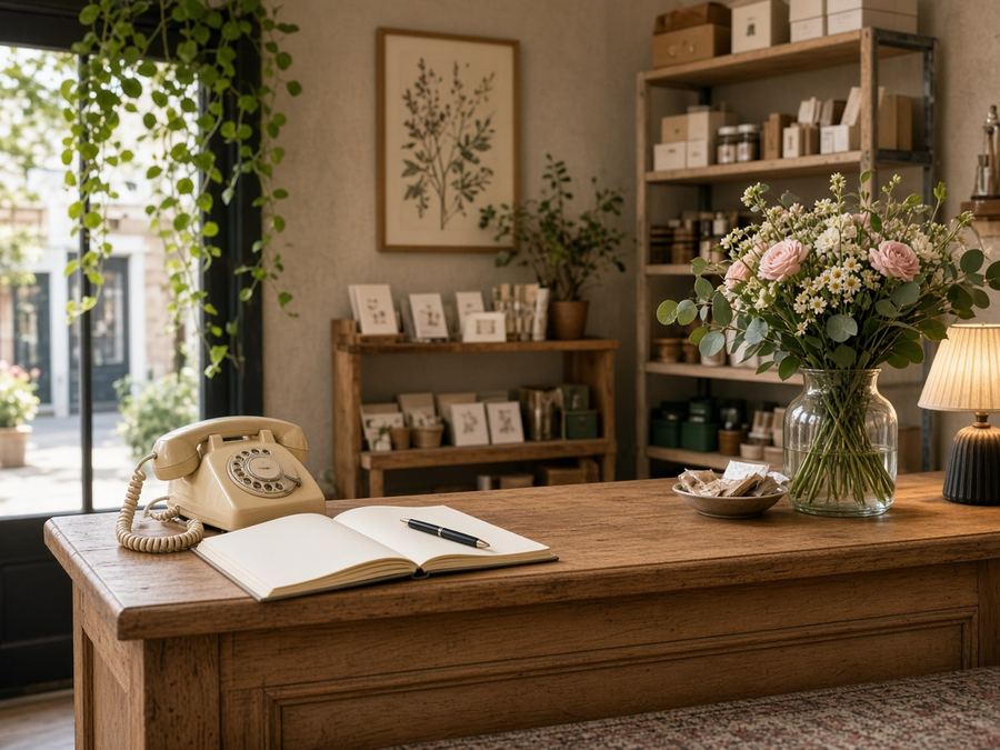 Contact desk at Velvet Garden Atelier in George Town