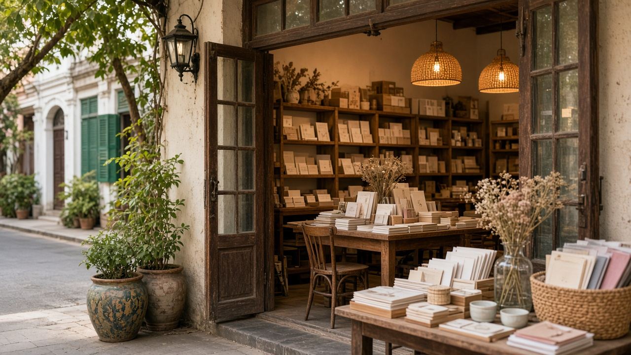 Stationery / paper goods / gift shop workspace at Velvet Garden Atelier
